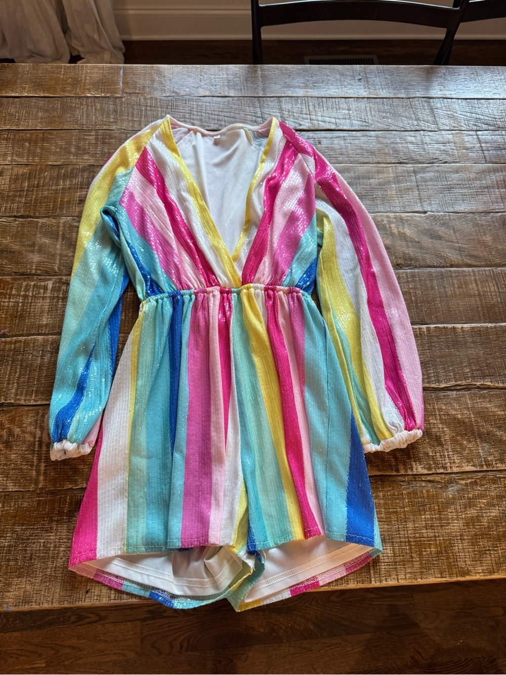 Colorful Striped Sequin Romper - Multicolor